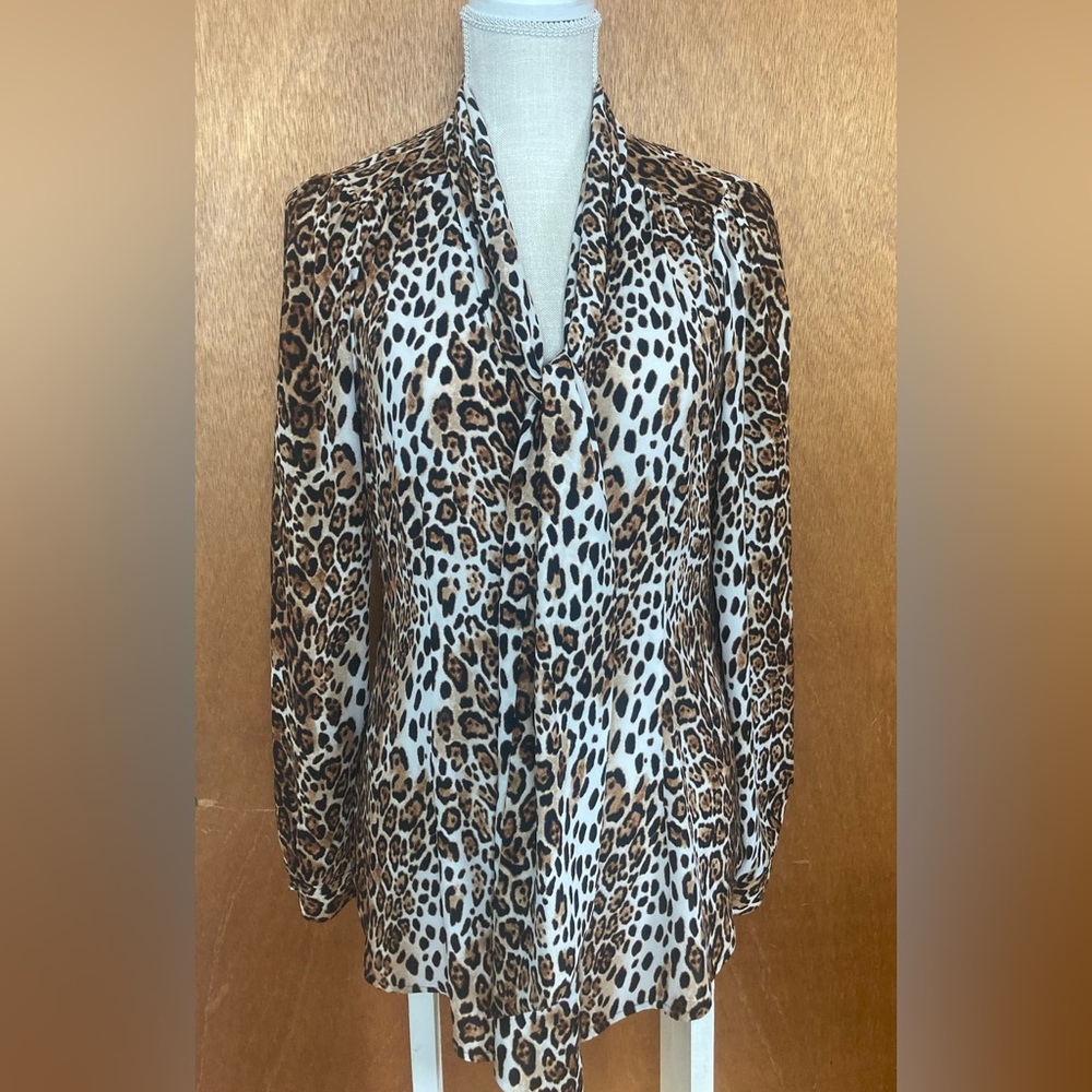 Leopard Print Bow Blouse